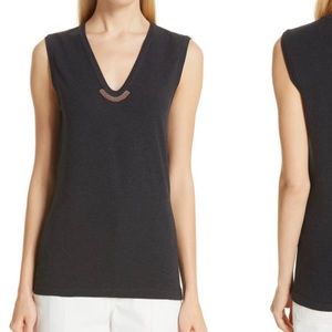Brunello Cucinelli Monili Trim Tank top grey